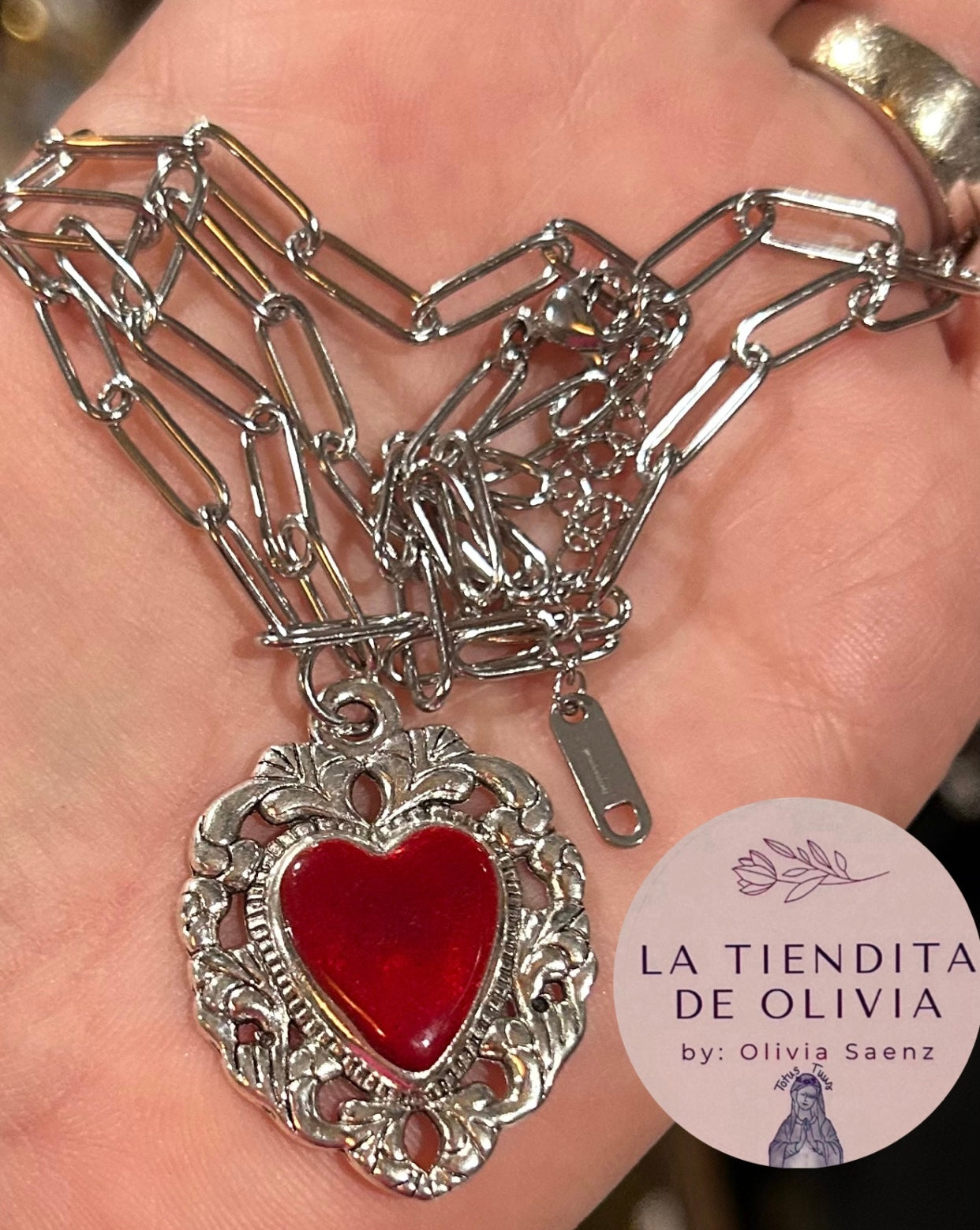 Sacred Heart ❤️ Silver Paper Clip Necklace 16” long
Stainless Steel