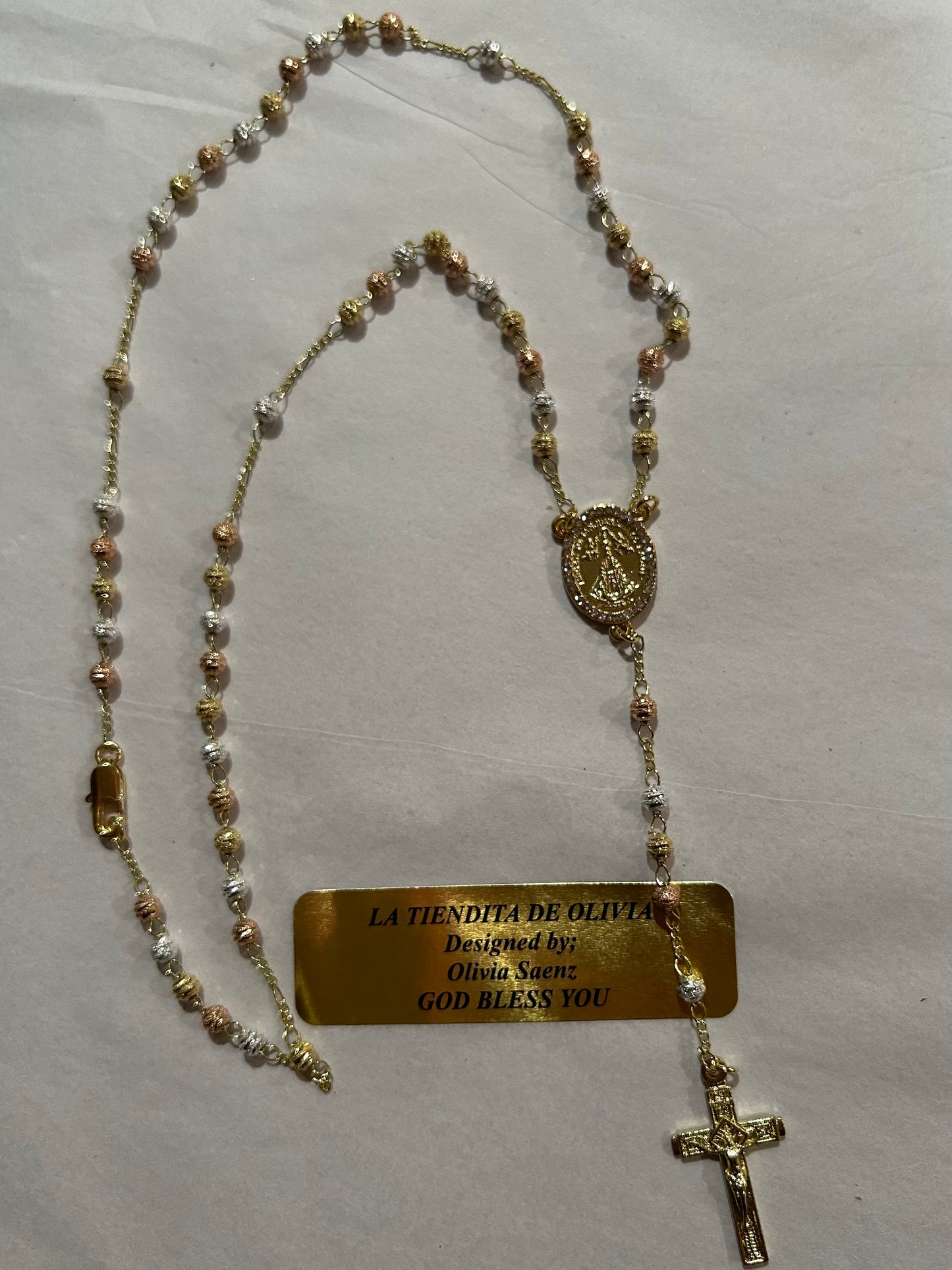 Rosario Tricolor Oro Laminado Virgencita de San Juan