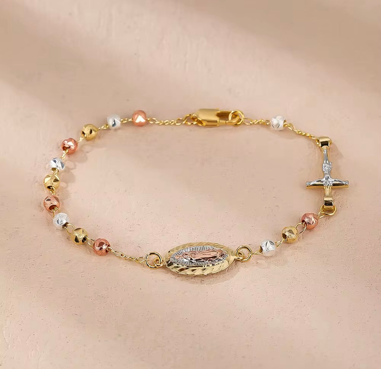 Virgencita de Guadalupe Rosario-Brazalete Oro Laminado