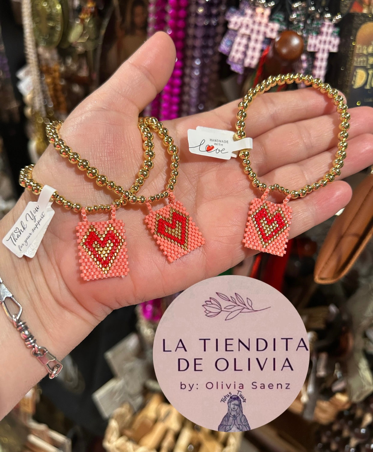 Red Heart Gold Bracelet