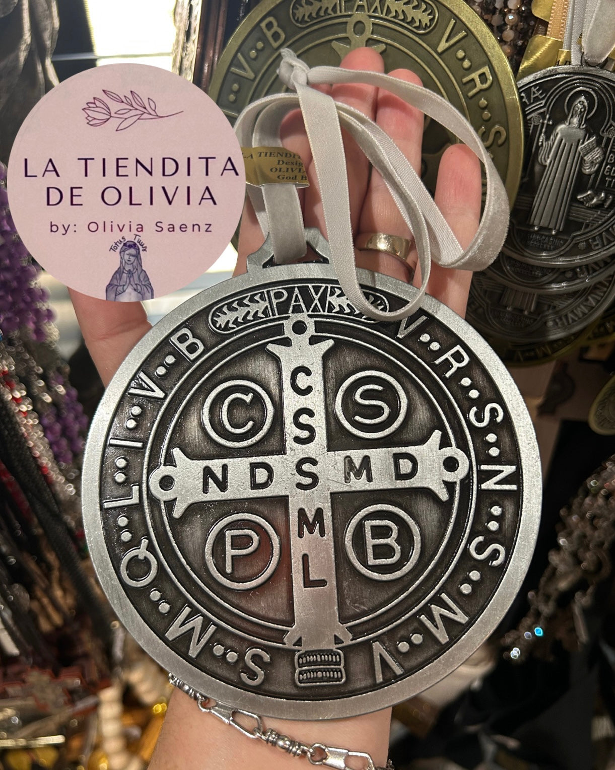 Saint Benedict Medal Door Blessing 5” Round Silver