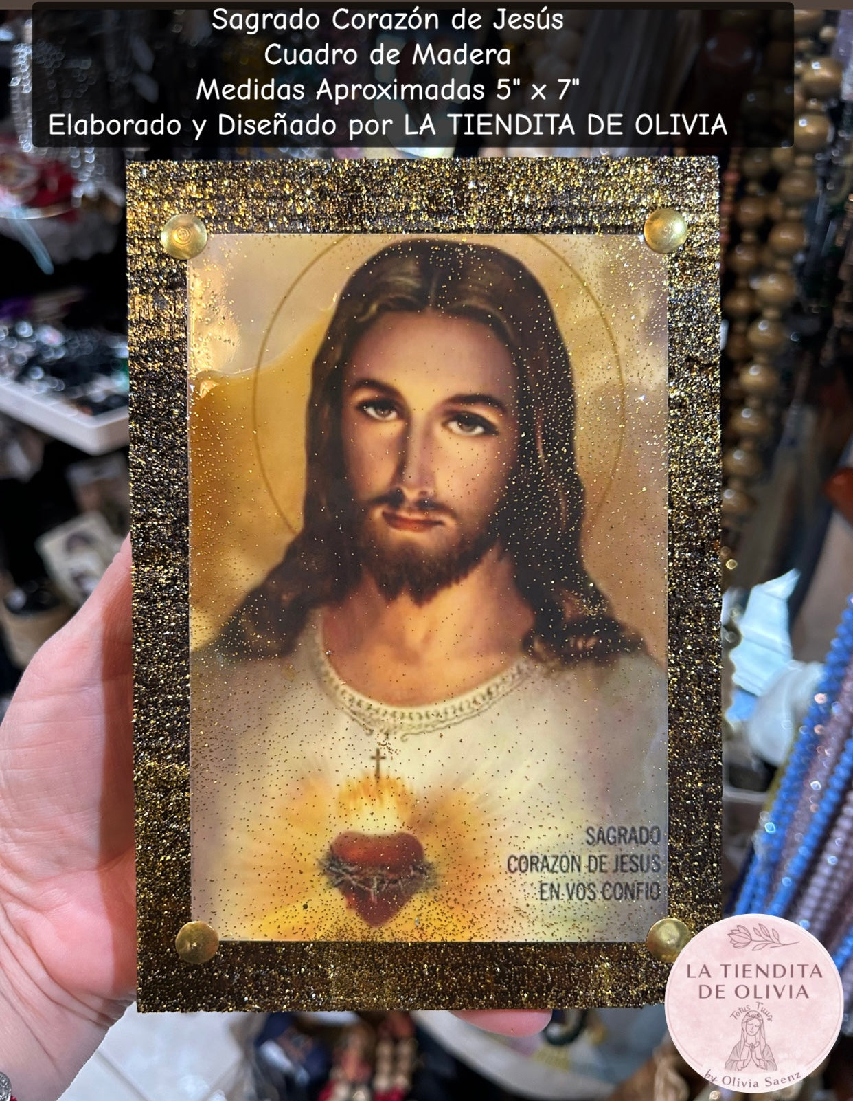Sagrado Corazón de Jesús Sacred Heart. Cuadro de Madera
Medidas Aproximadas 5" x 7"
Elaborado y Diseñado por LA TIENDITA DE OLIVIA
