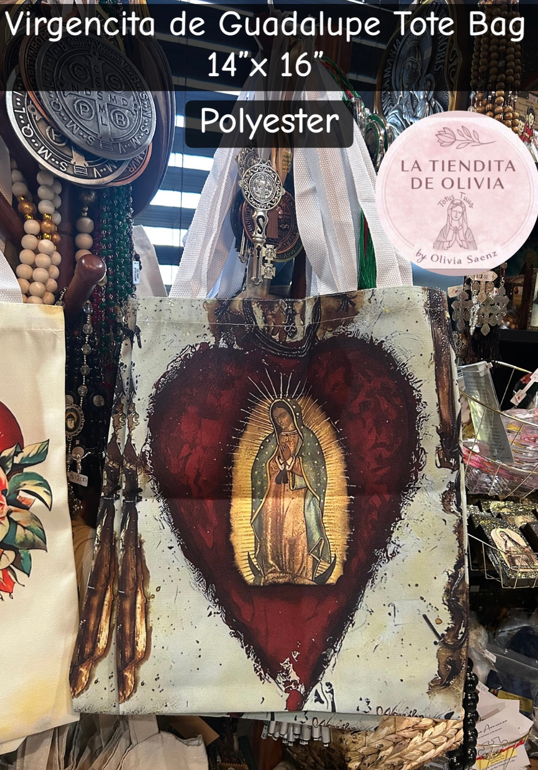 Virgencita de Guadalupe Tote Bag 14"x 16"
• Polyester