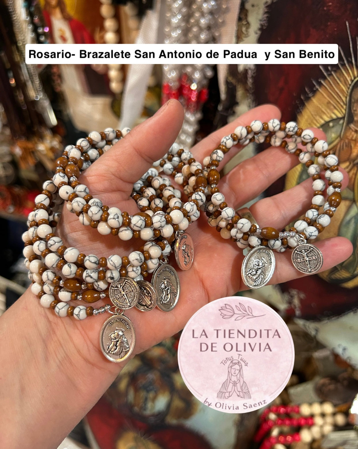 Rosario- Brazalete San Antonio de Padua y San Benito