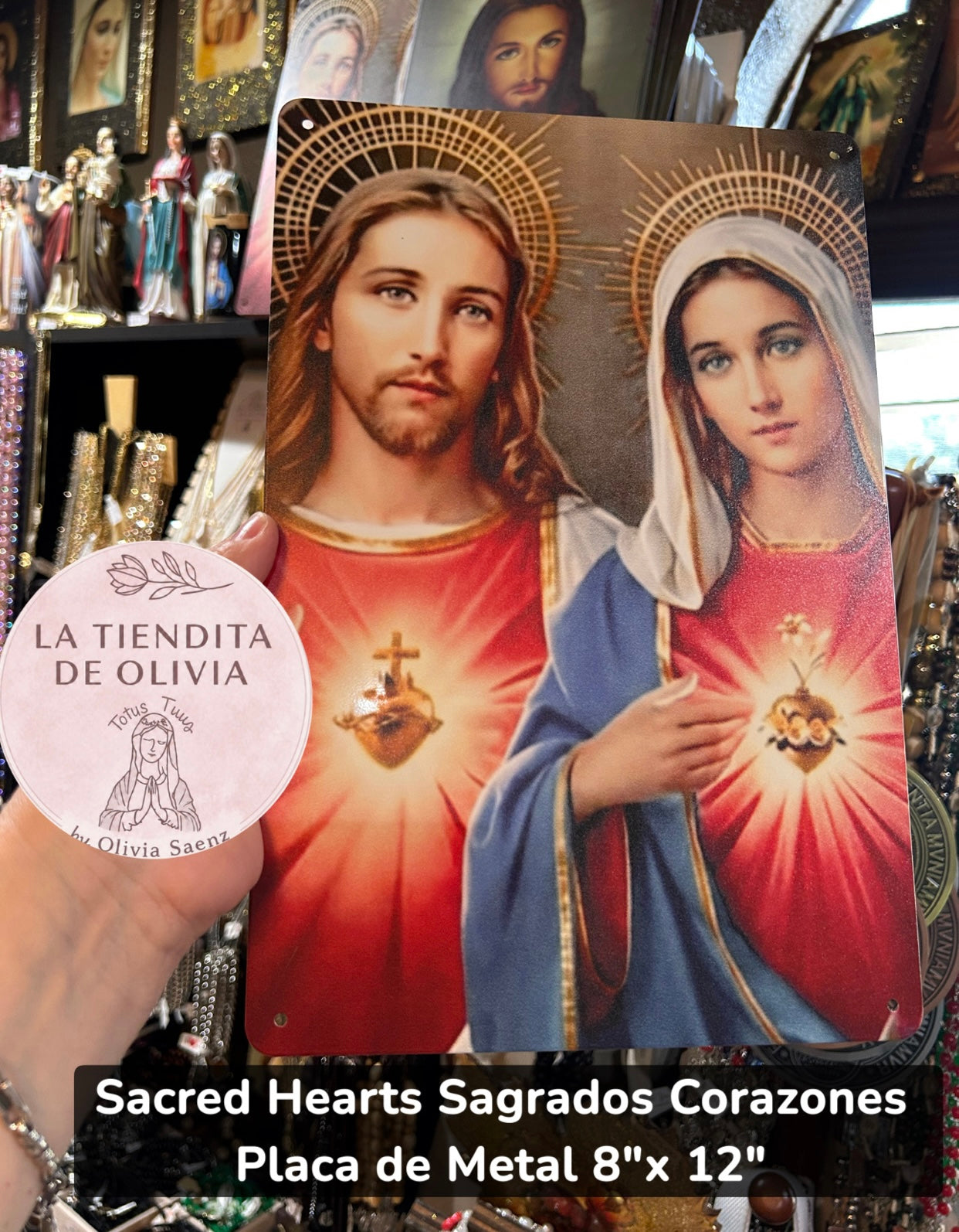 Sacred Hearts Sagrados Corazones
Placa de Metal 8"x 12"