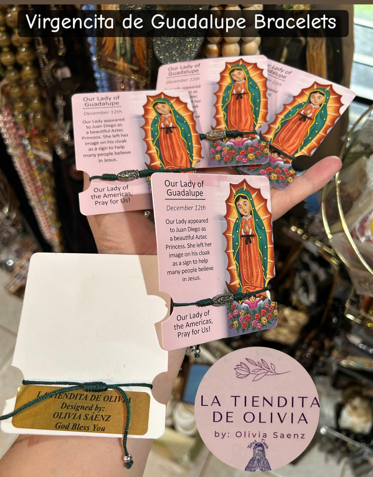 Virgencita de Guadalupe Adjustable Bracelet & Prayer
