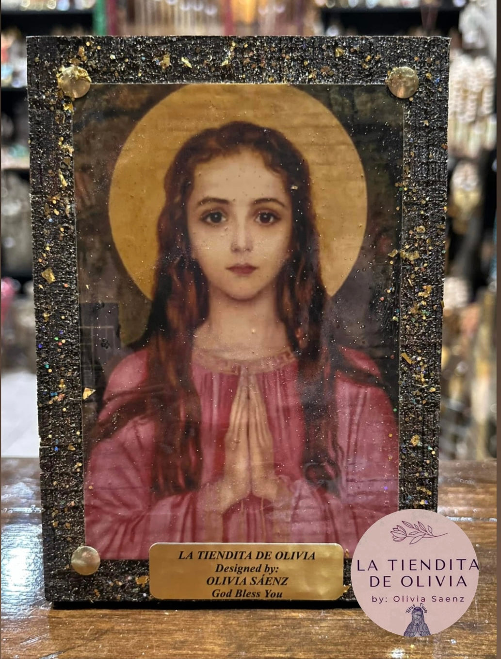 Santa Filomena Cuadro de Madera
Medidas Aproximadas 5” x 7”
Elaborado y Diseñado por LA TIENDITA DE OLIVIA