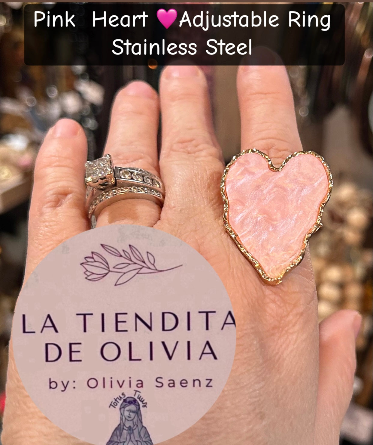 Pink Heart 🩷 Adjustable Ring
Stainless Steel