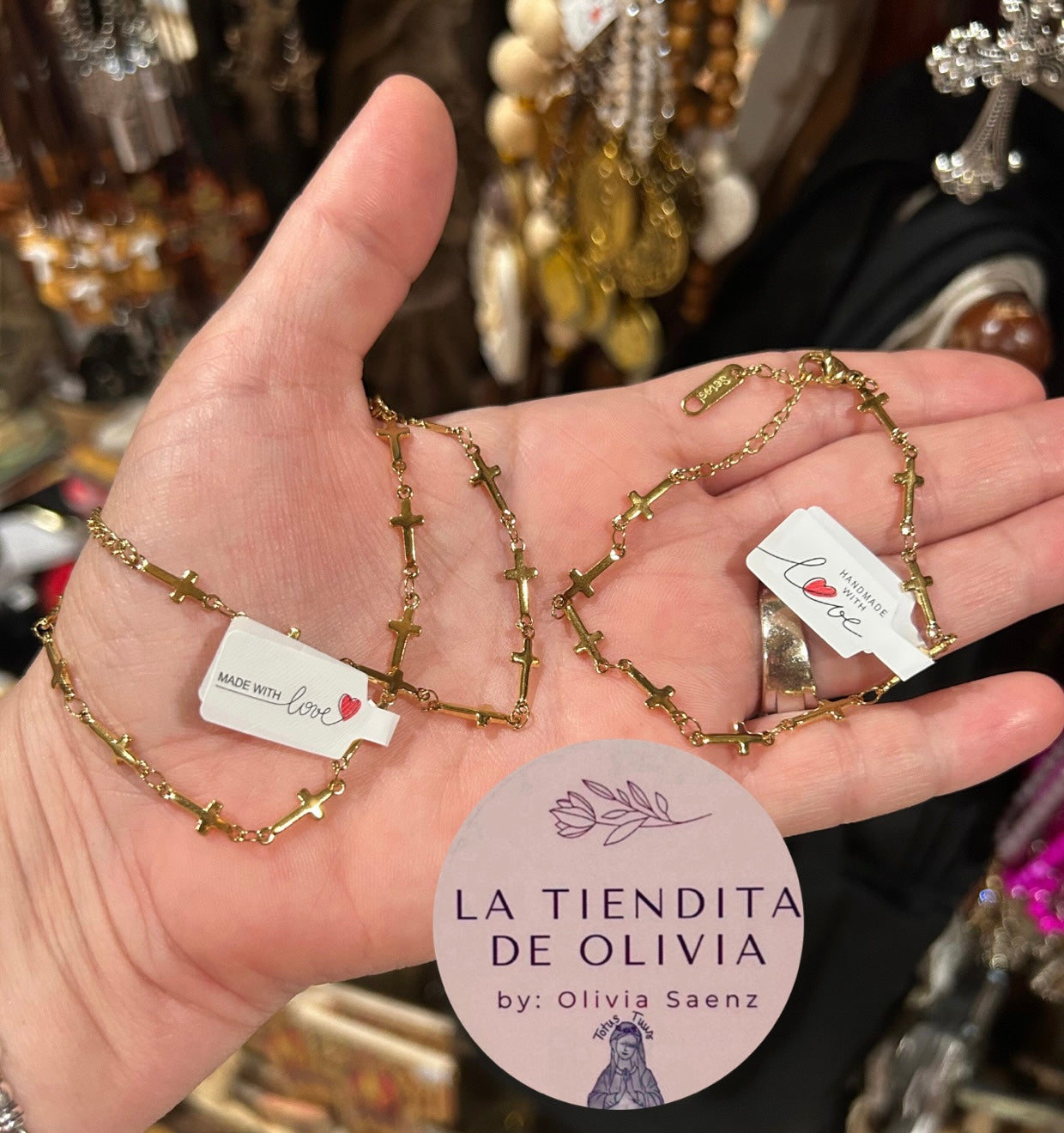 Gold Cross Bracelet Stainless Steel