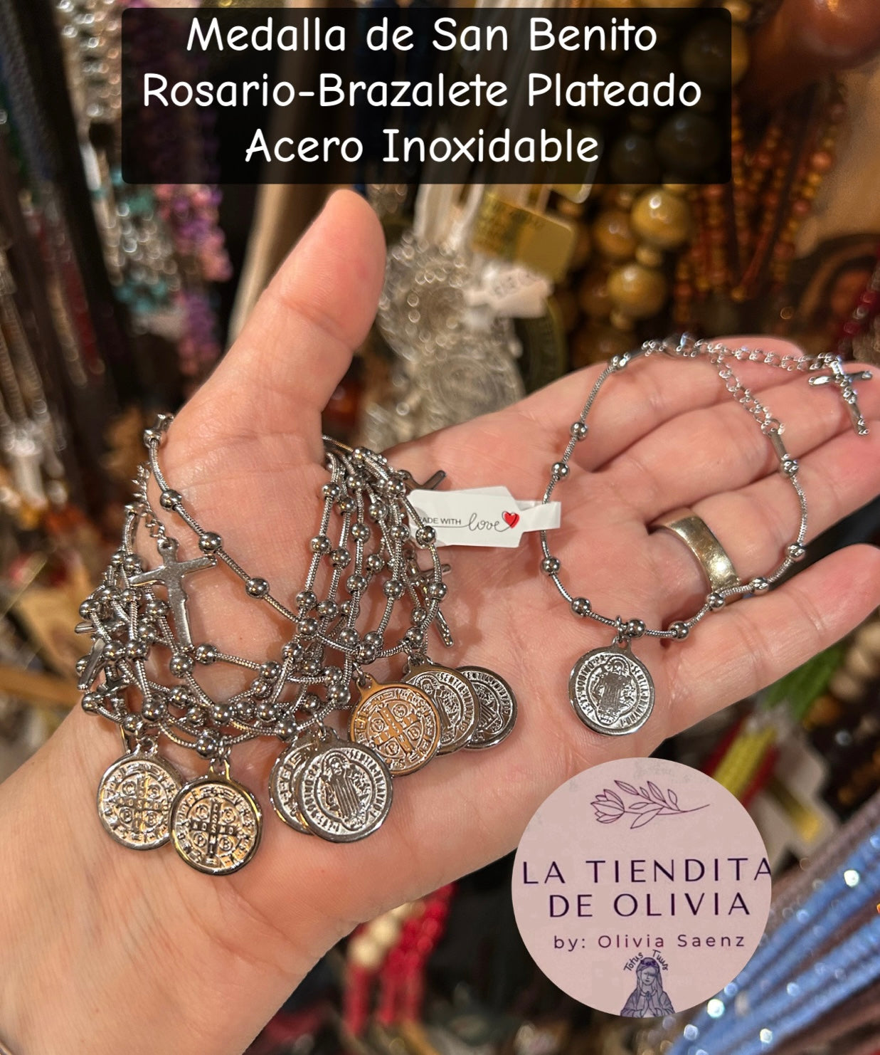 Medalla de San Benito
Rosario-Brazalete Plateado
Acero Inoxidable