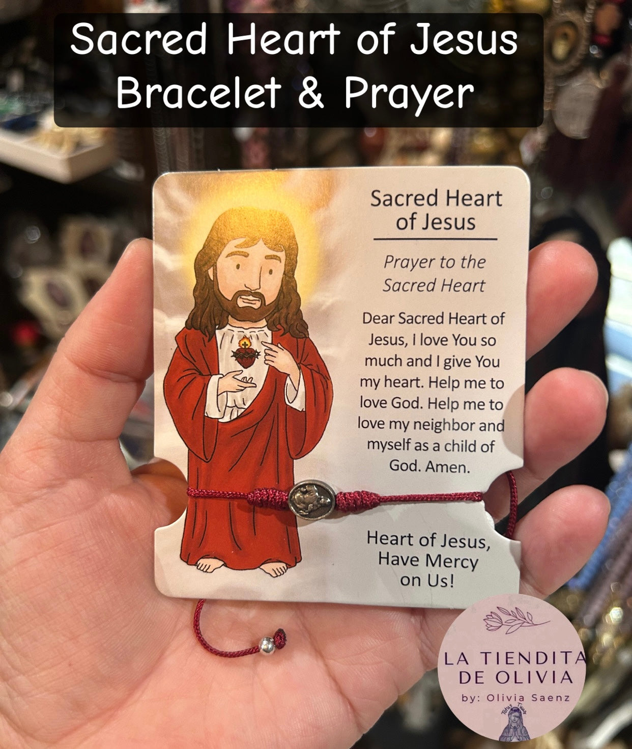 Sacred Heart ❤️ Adjustable Bracelet & Prayer