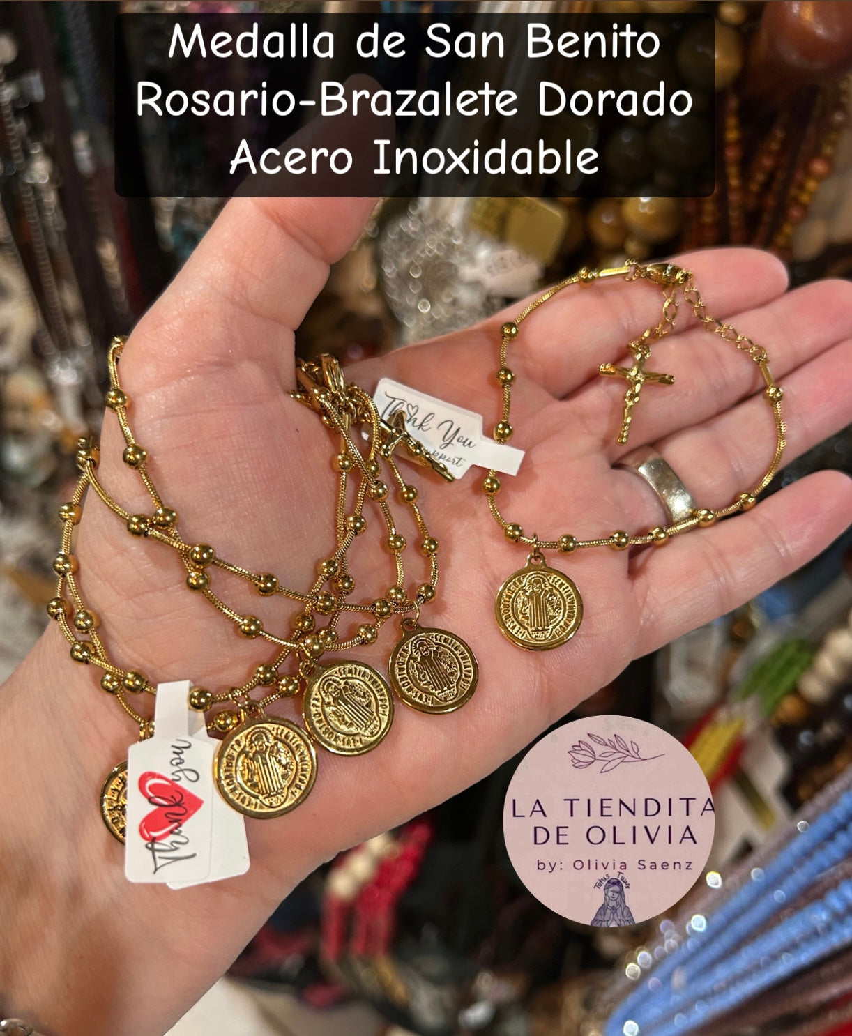 Medalla de San Benito
Rosario-Brazalete Dorado
Acero Inoxidable