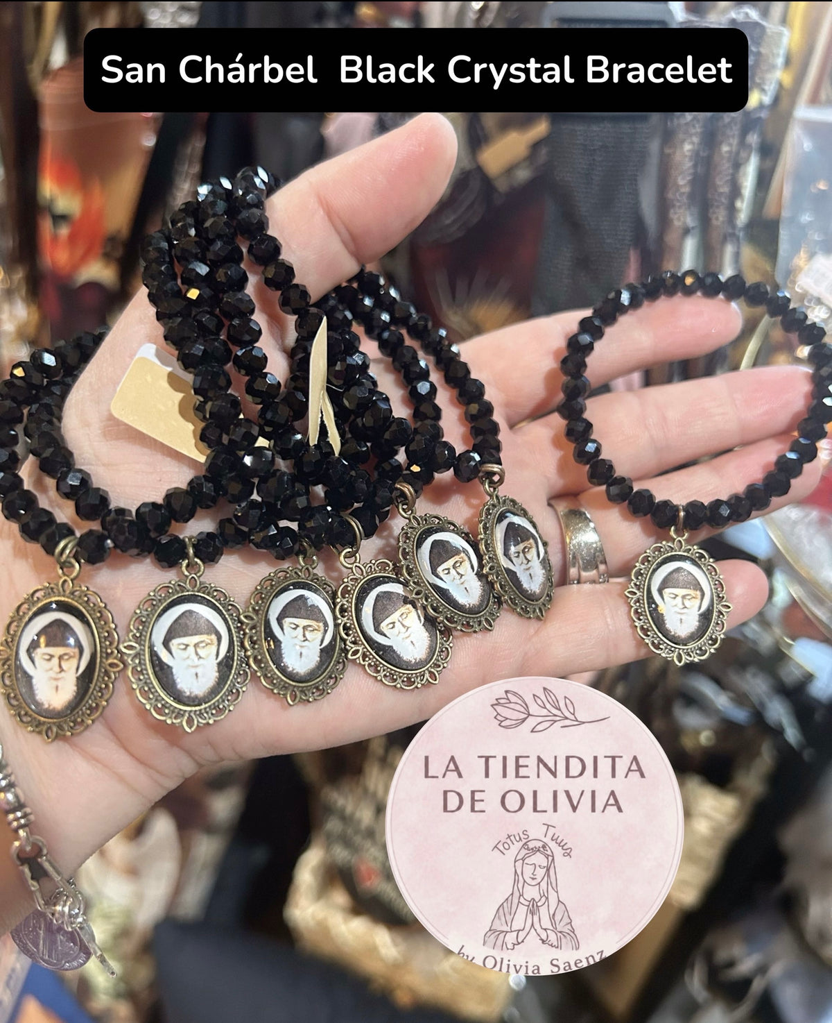 San Chárbel Black Crystal Bracelet