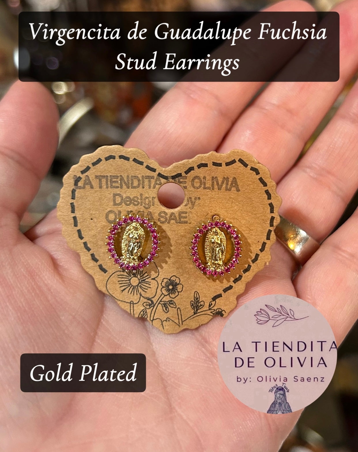 Virgencita de Guadalupe Fuchsiađź’—
Stud Earrings