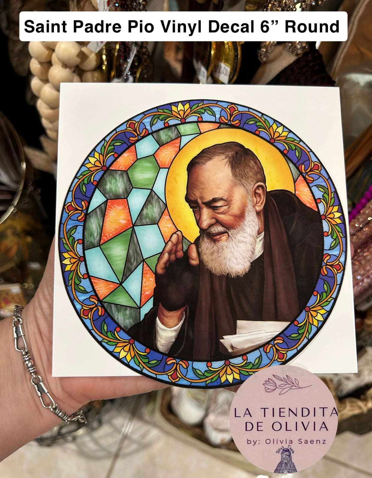 Saint Padre Pio Vinyl Decal 6” Round