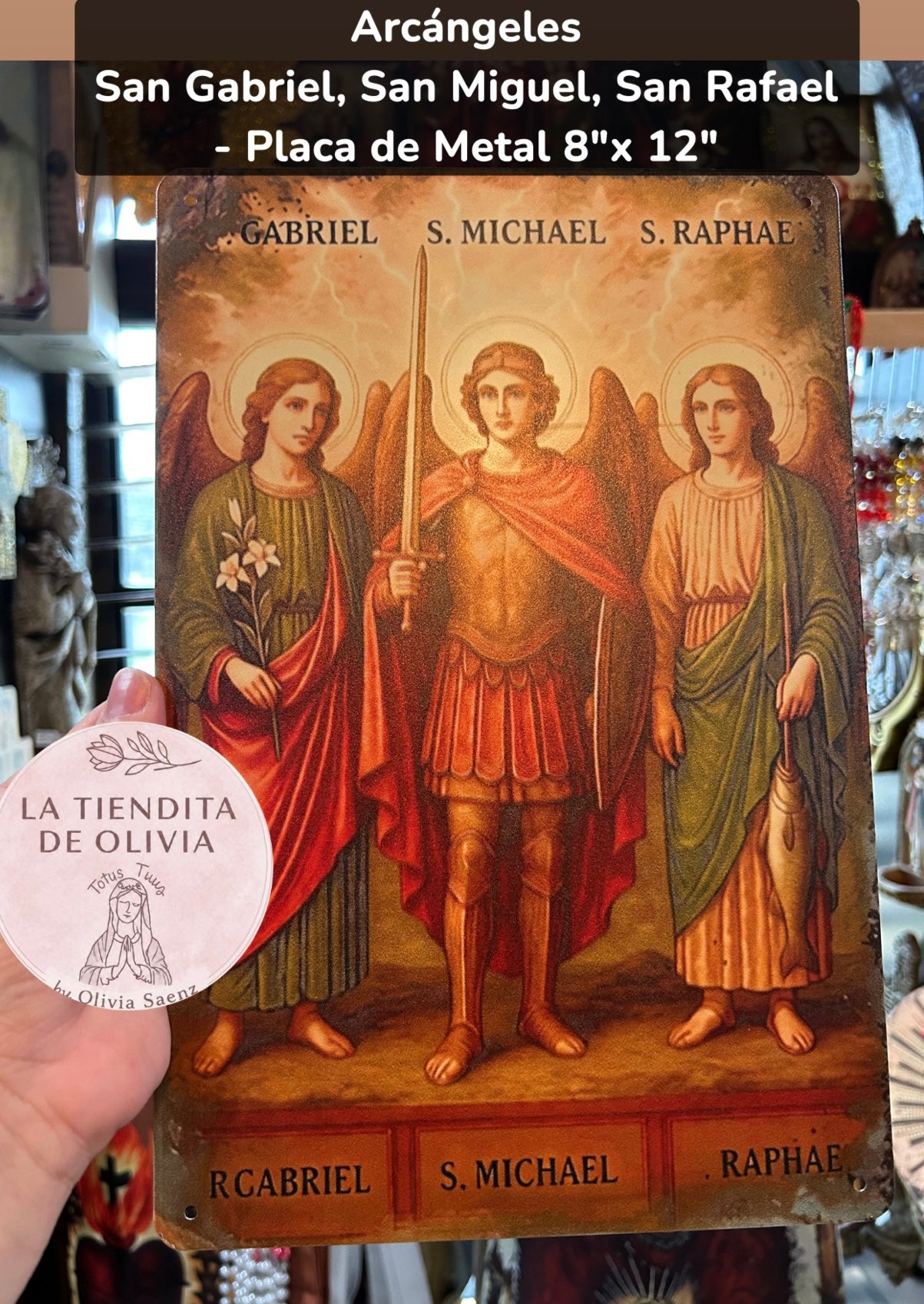 Arcángeles
San Gabriel, San Miguel, San Rafael
Placa de Metal 8"x 12"