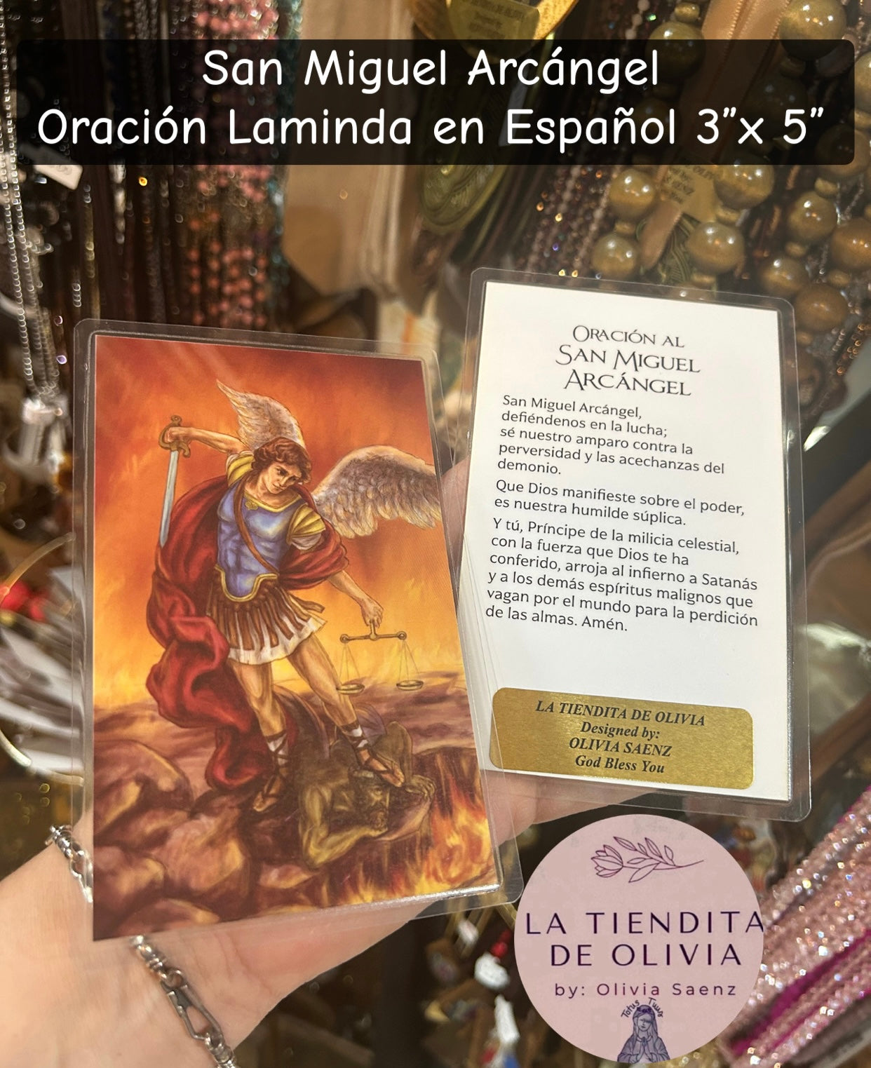 San Miguel Arcángel
Oración Laminda en Español 3"x 5"