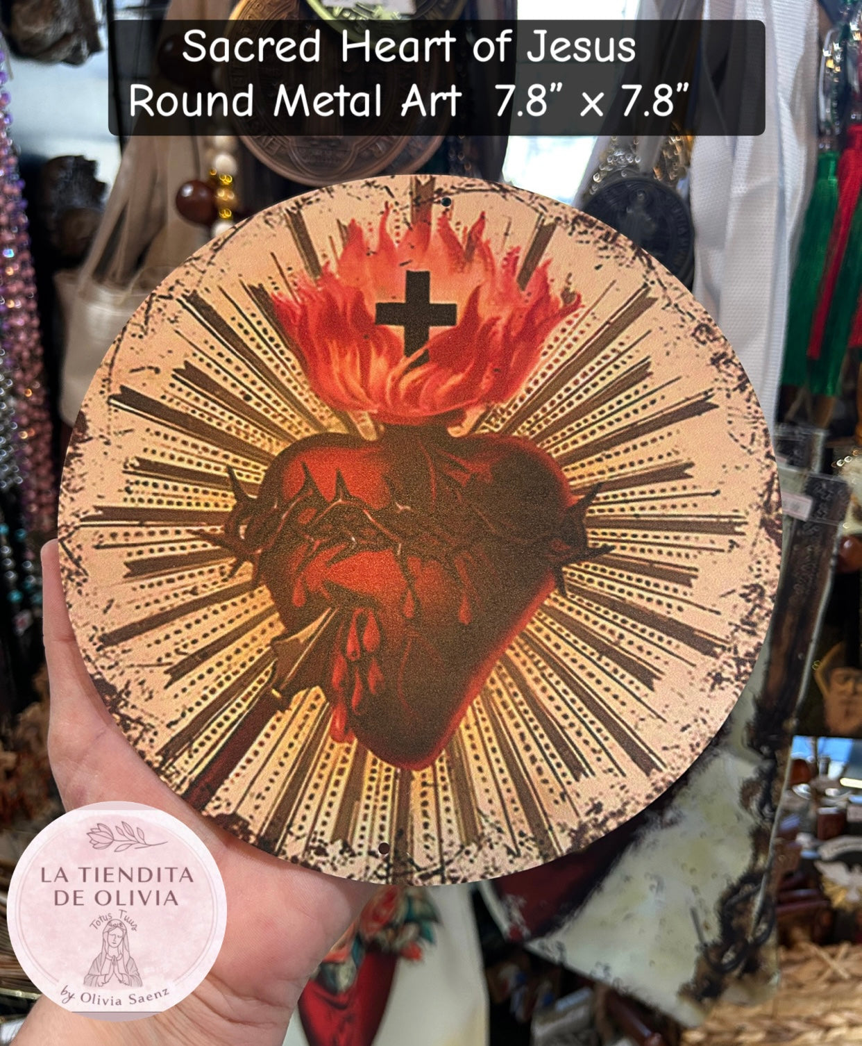 Sacred Heart❤️. Round Metal Art 7.8” x 7.8”