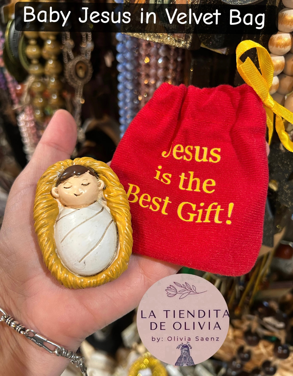 Baby Jesus in Red Velvet Bag