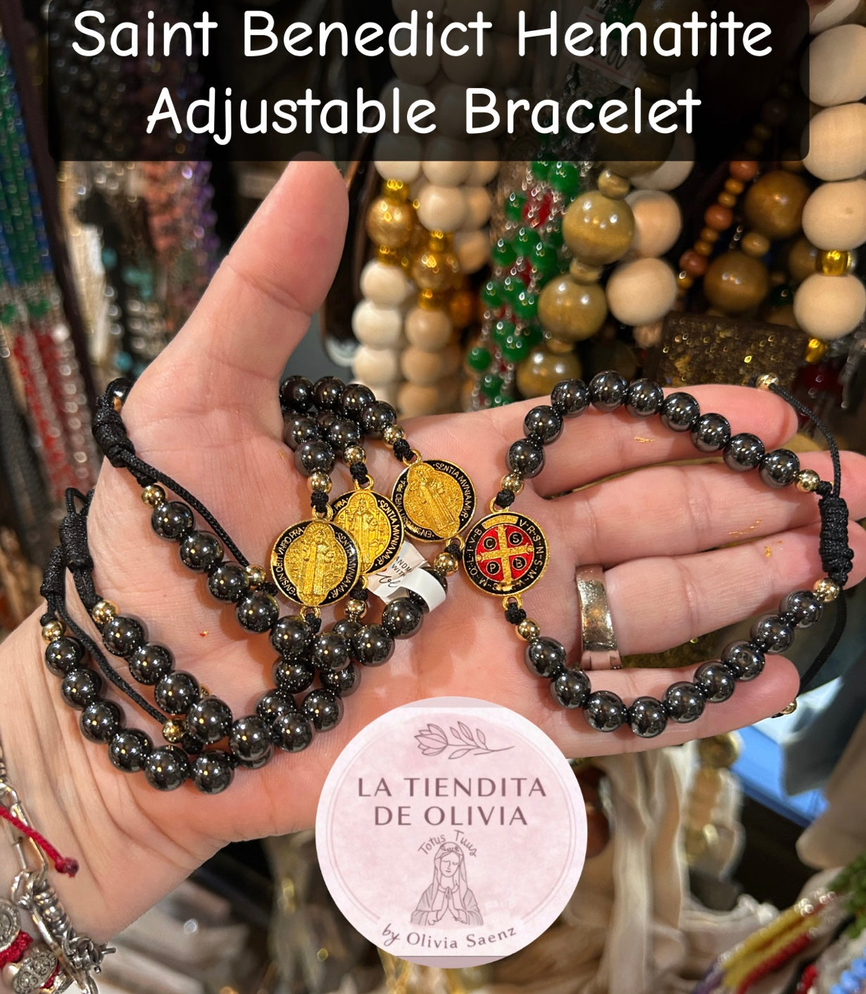 Saint Benedict Hematite
Adjustable Bracelet