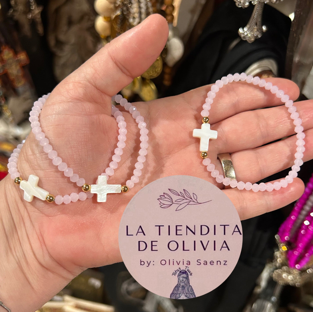 Mother Of Pearl Stretch Pink đŸ’—Bracelet