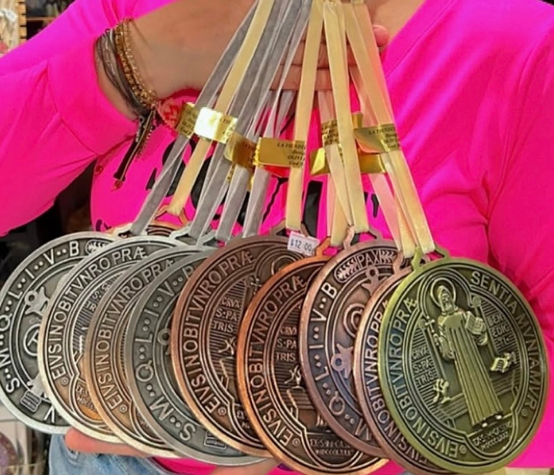 Saint Benedict Medal Door Blessing 5” Round Bronze