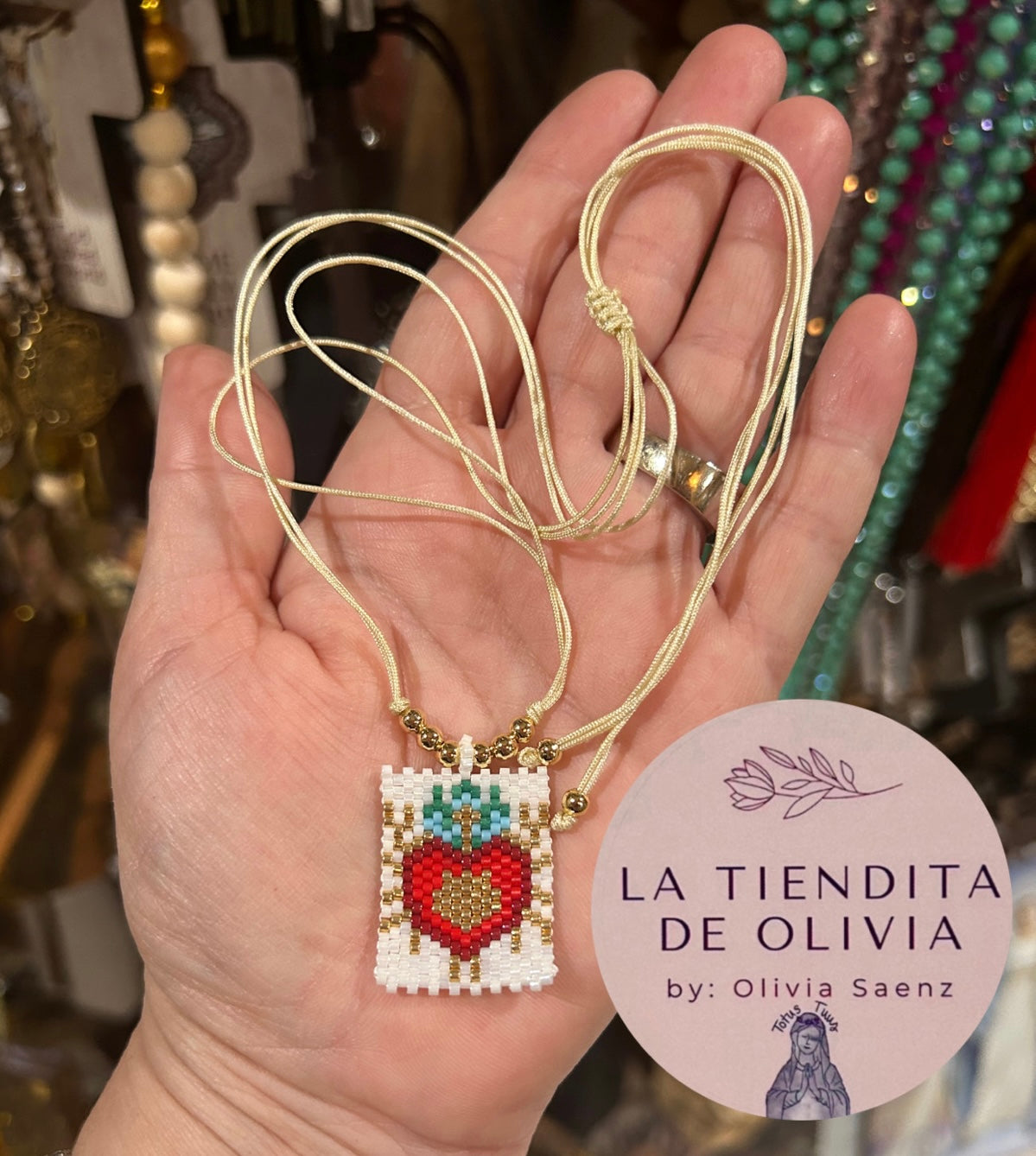 Sacred Heart Necklace Adjustable