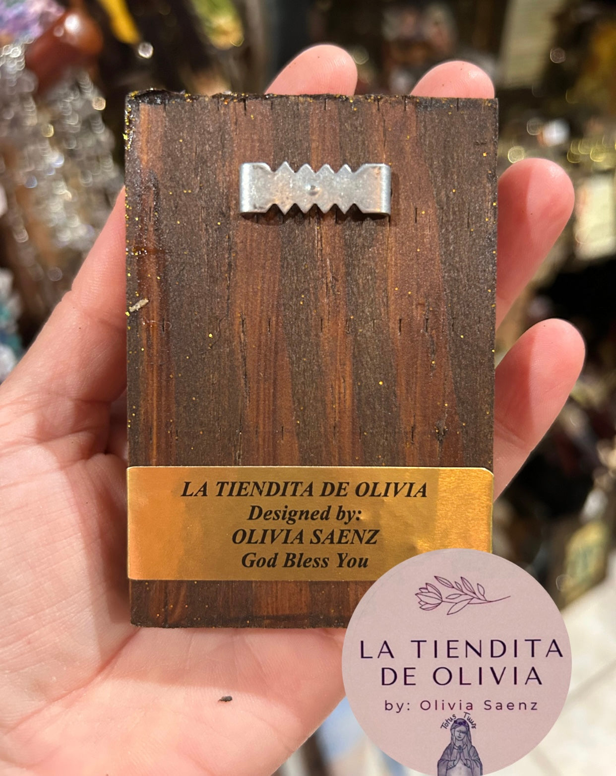 Santa Dymphna Mini Cuadrito de Madera