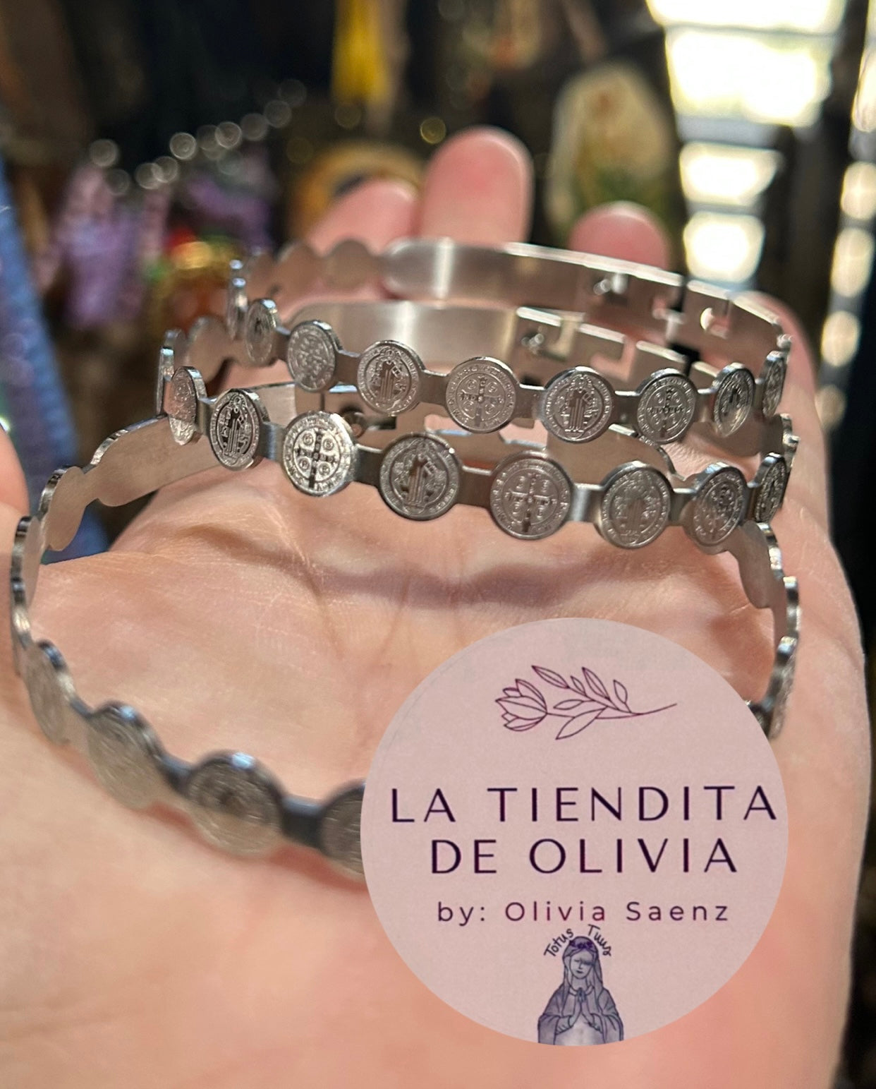 Saint Benedict Bangle Adjustable Stainless Steel