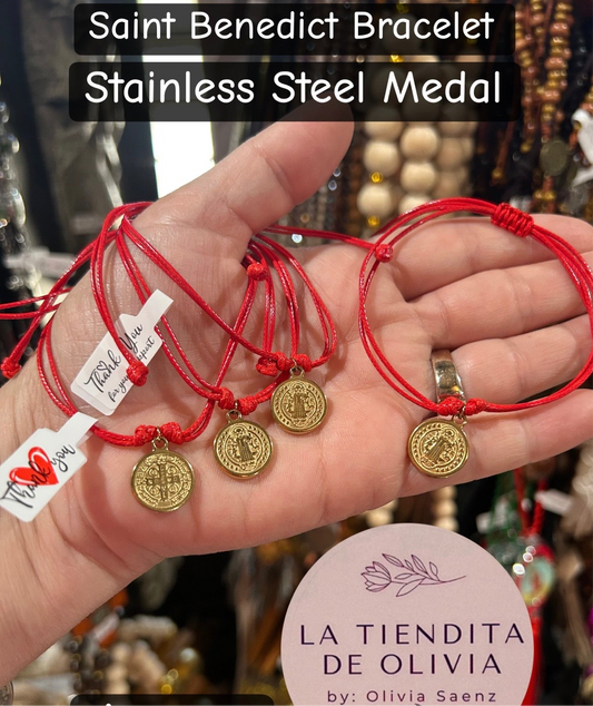 Saint Benedict -Red Bracelet Stainless Steel