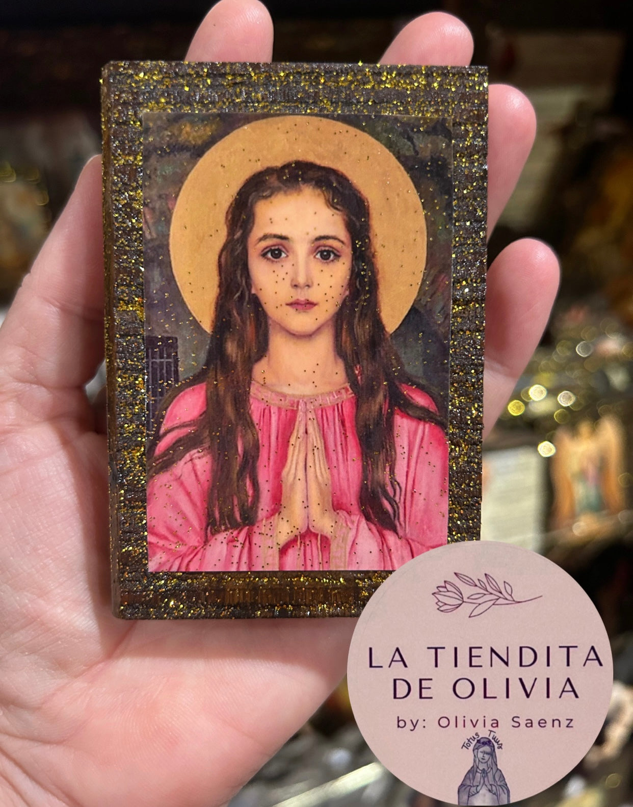 Santa Filomena Mini Cuadrito de Madera