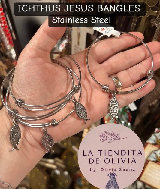 ICHTHUS JESUS BANGLE Stainless Steel