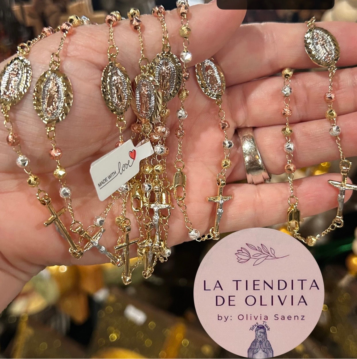 Virgencita de Guadalupe Rosario-Brazalete  Oro Laminado