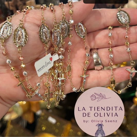 Virgencita de Guadalupe Rosario-Brazalete  Oro Laminado