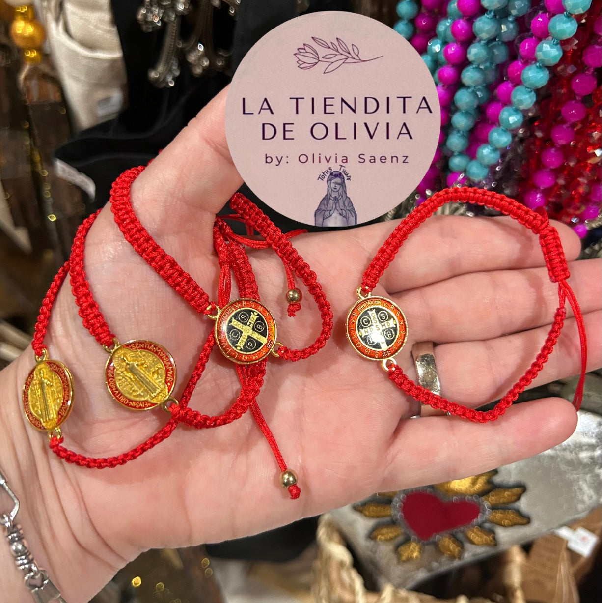 Saint Benedict Medal Red Bracelet -Adjustable