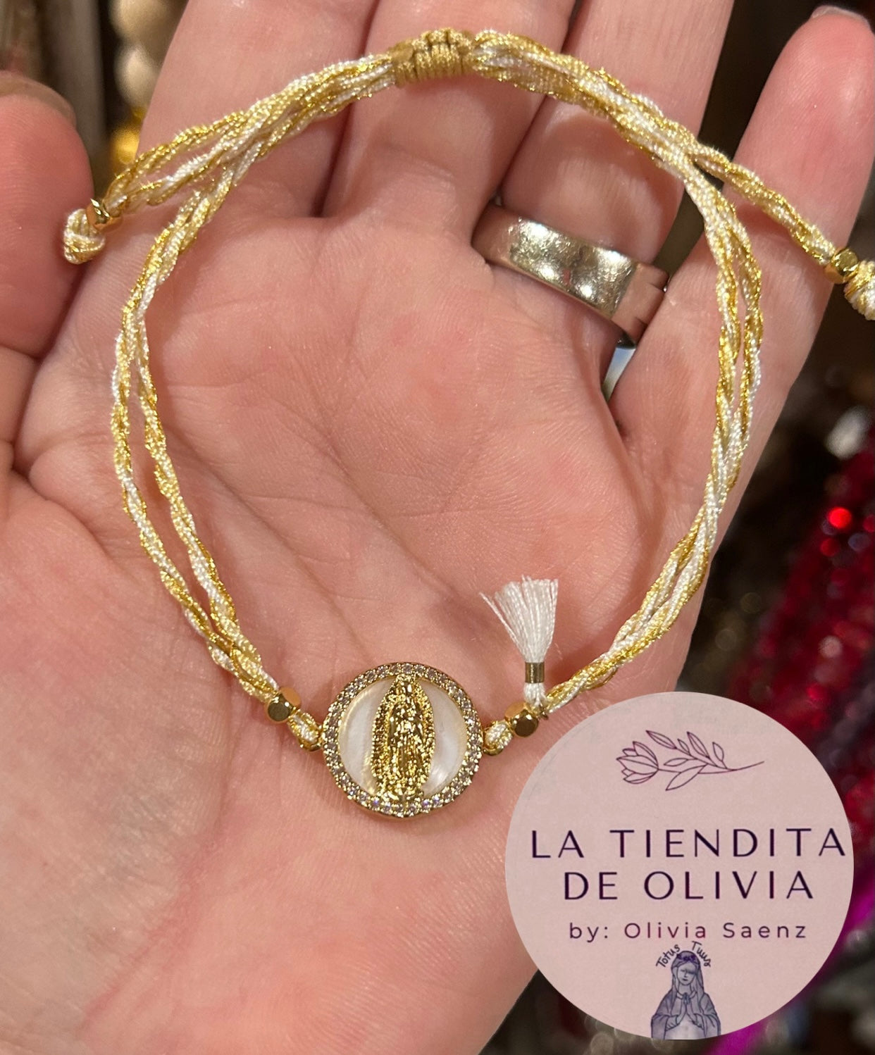 Mother of Pearl Virgencita de Guadalupe Bracelet
