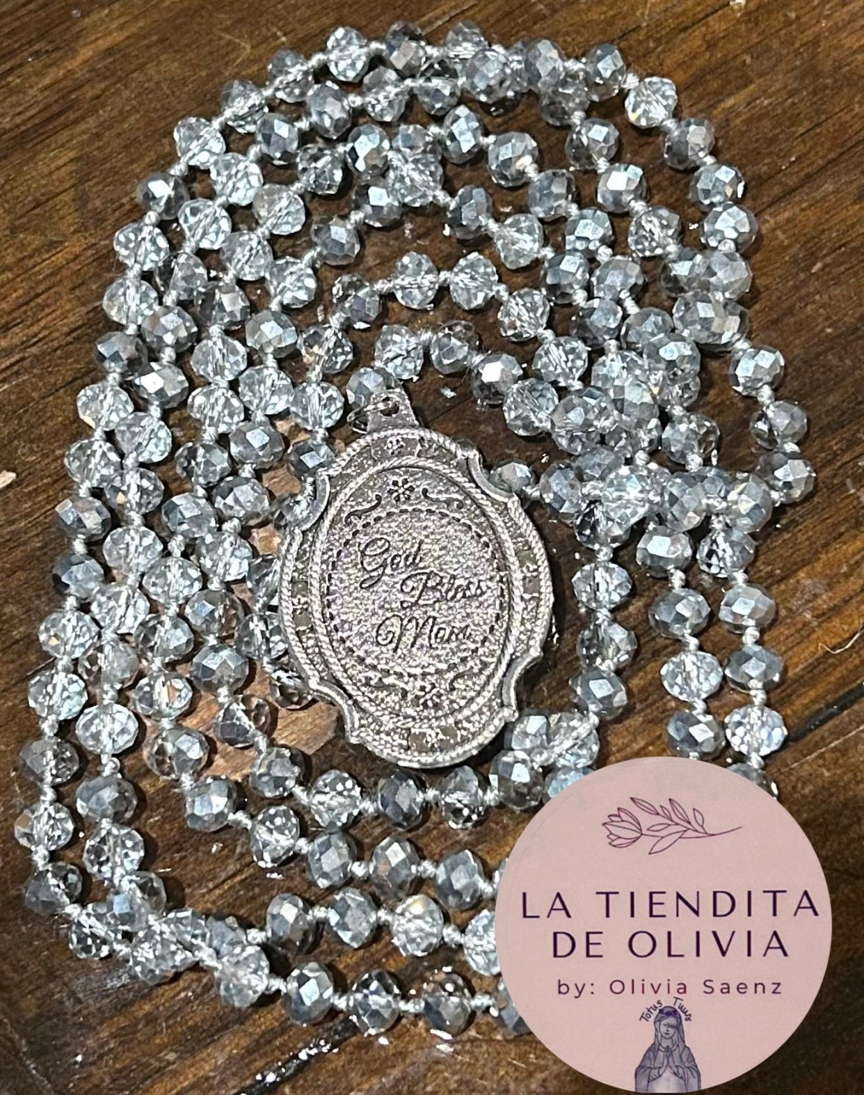 God Bless Mom Crystal Necklace - 58” long