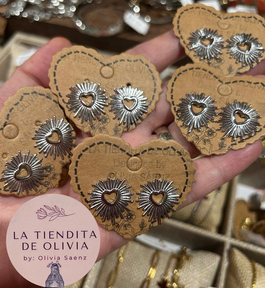 Silver Sacred Heart Earrings 
Stainless Steel 
$6.00