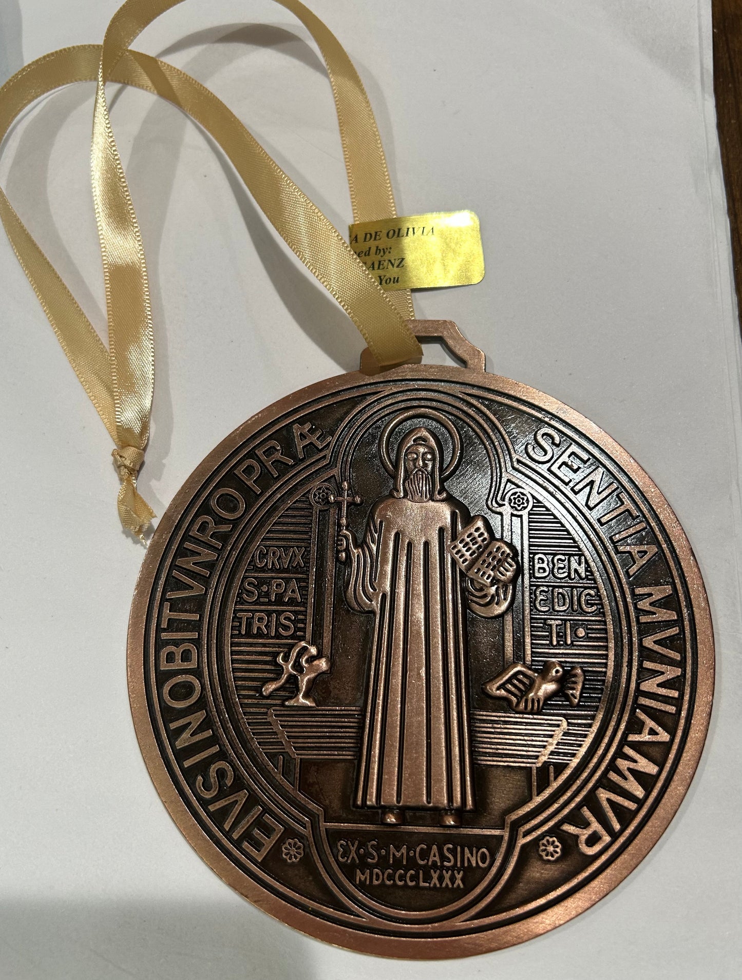 Saint Benedict Medal Door Blessing 5” Round Bronze