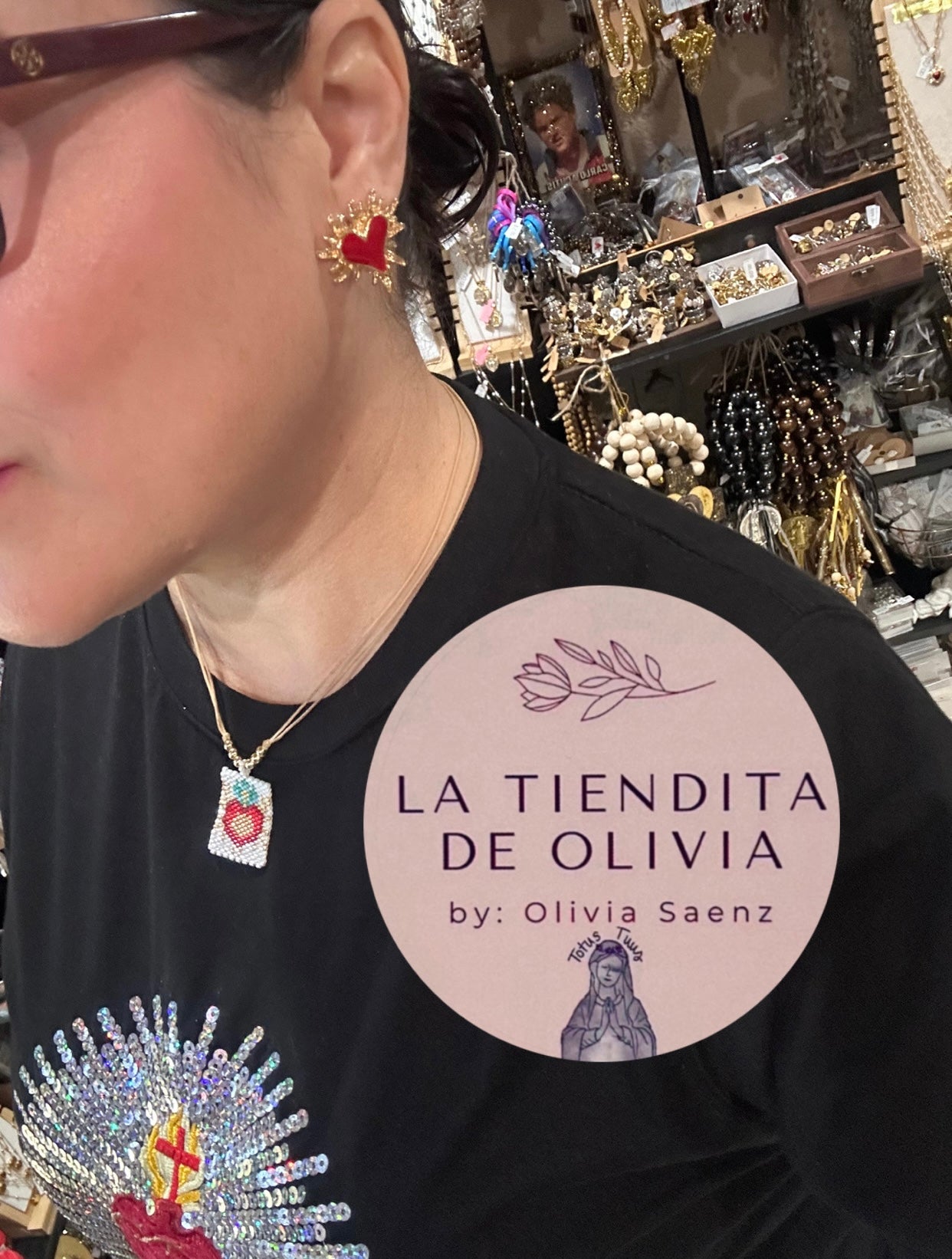 Red Heart Gold Earrings