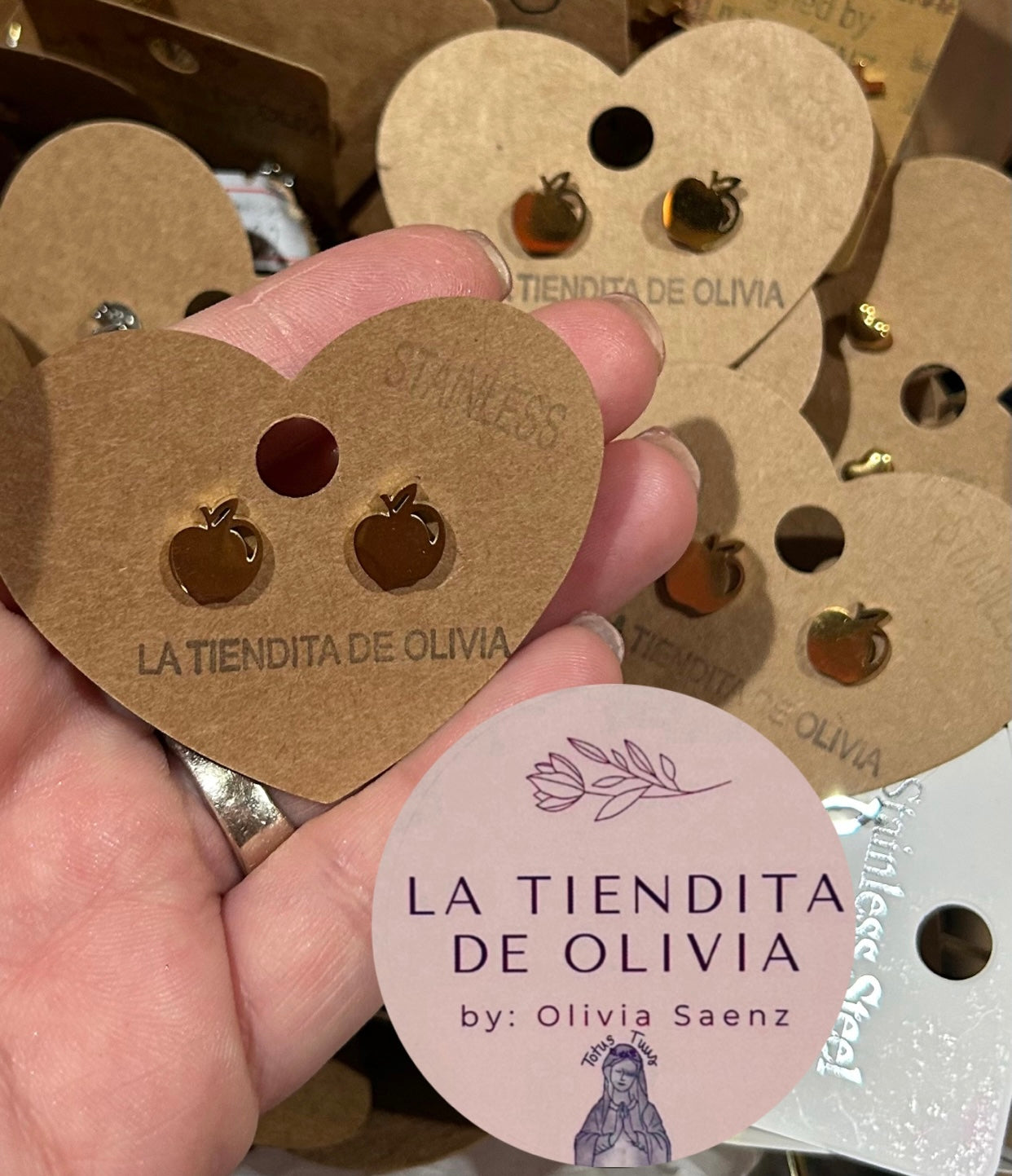 Apple 🍎 Teacher Gold Stud Earrings Stainless Steel