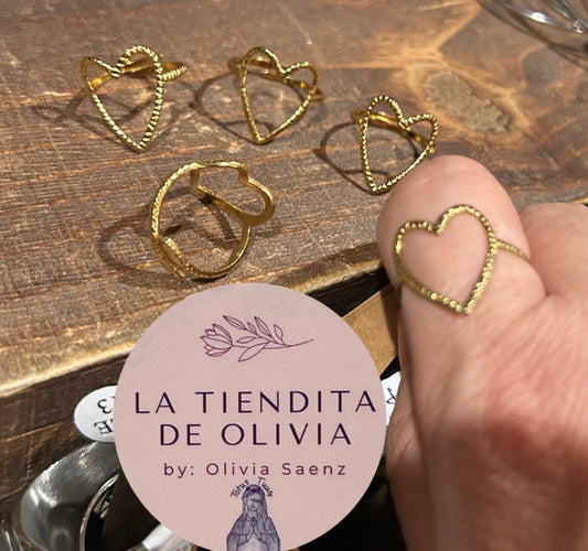 Gold Heart Ring Adjustable-Stainless Steel