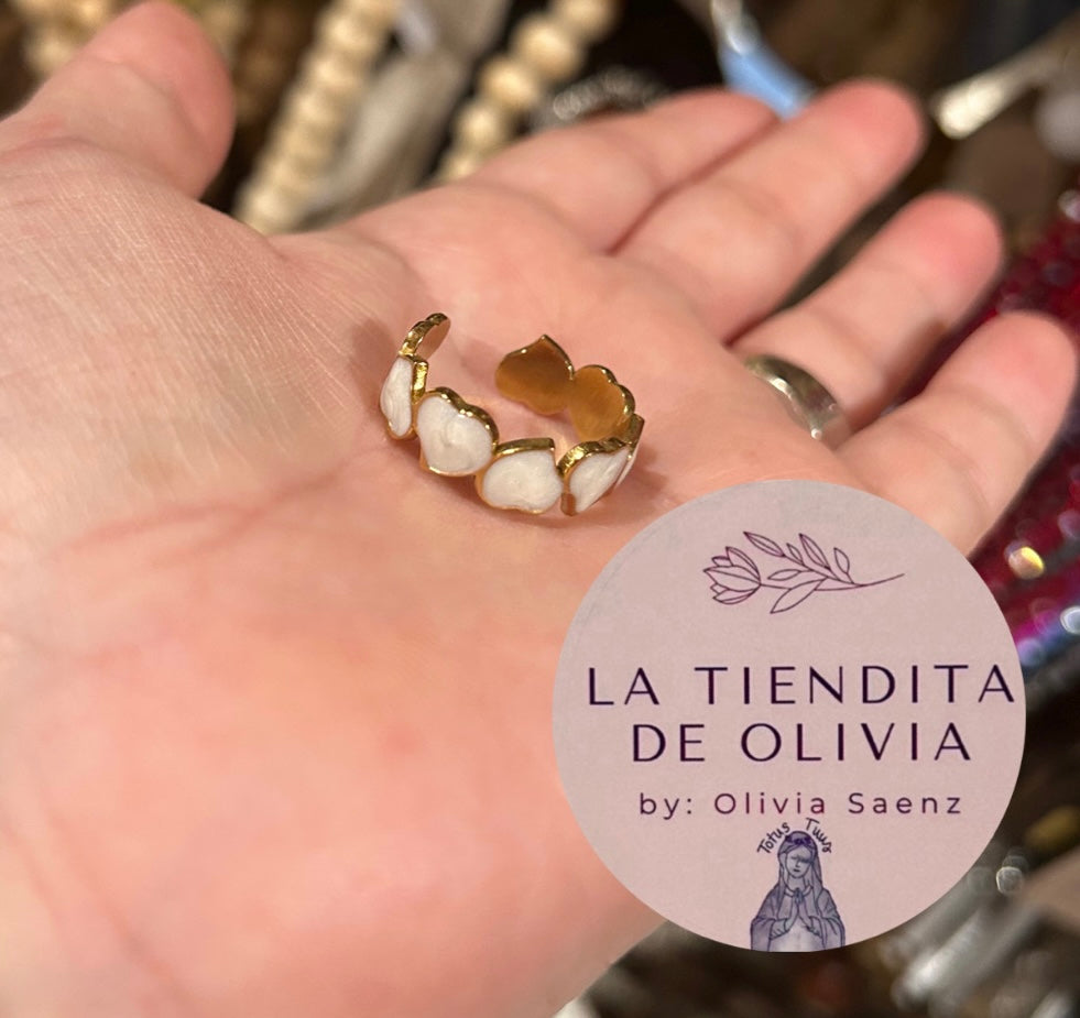 Adjustable Hearts Ring Stainless Steel