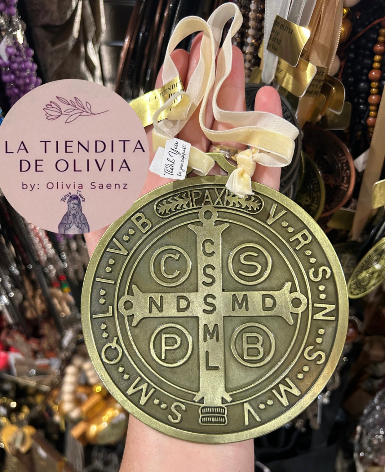 Saint Benedict Medal Door Blessing 5” Round Gold