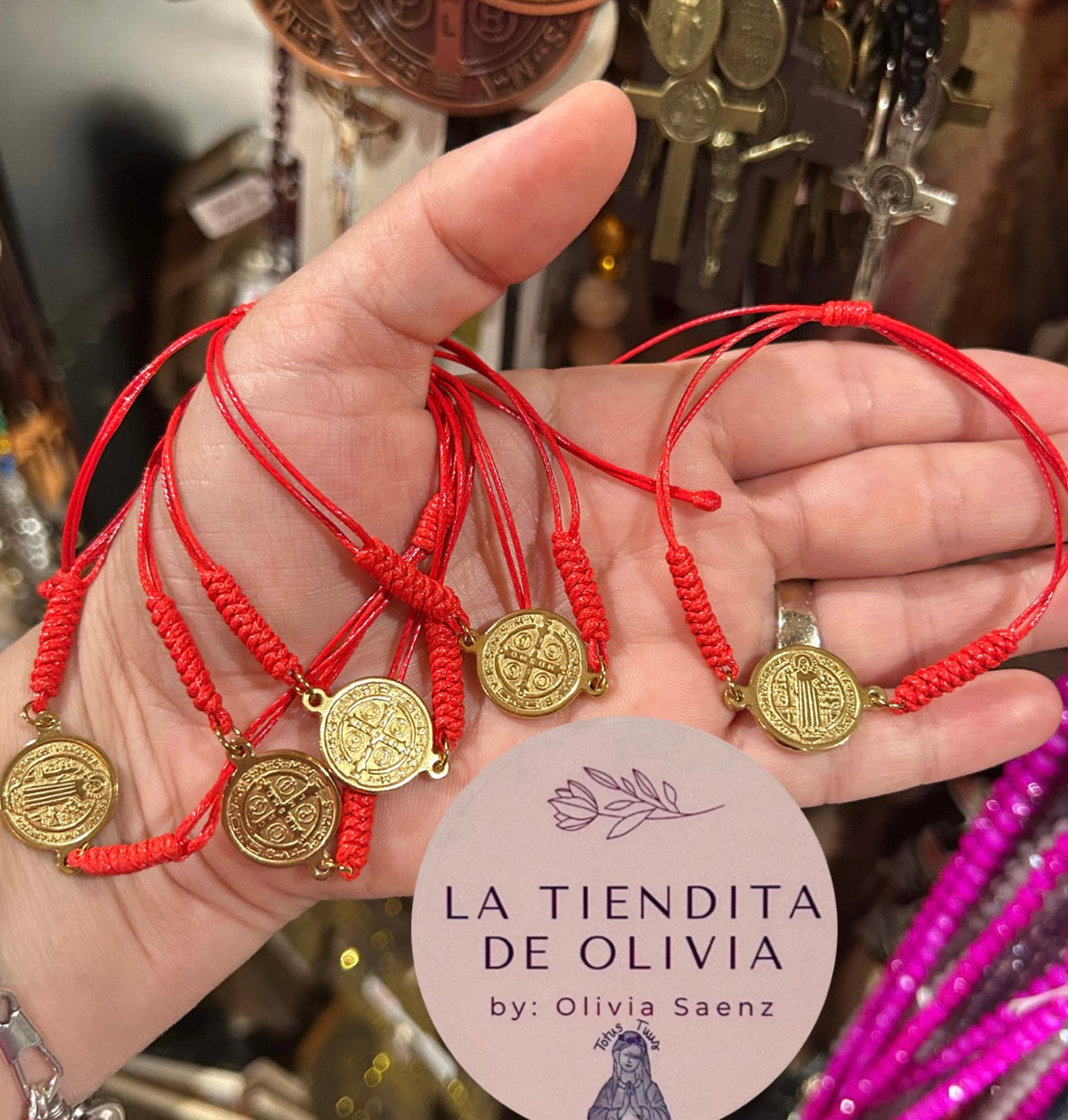 Saint Benedict Gold Medal Stainless Steel - Red Bracelet Adjustable 
$6.00