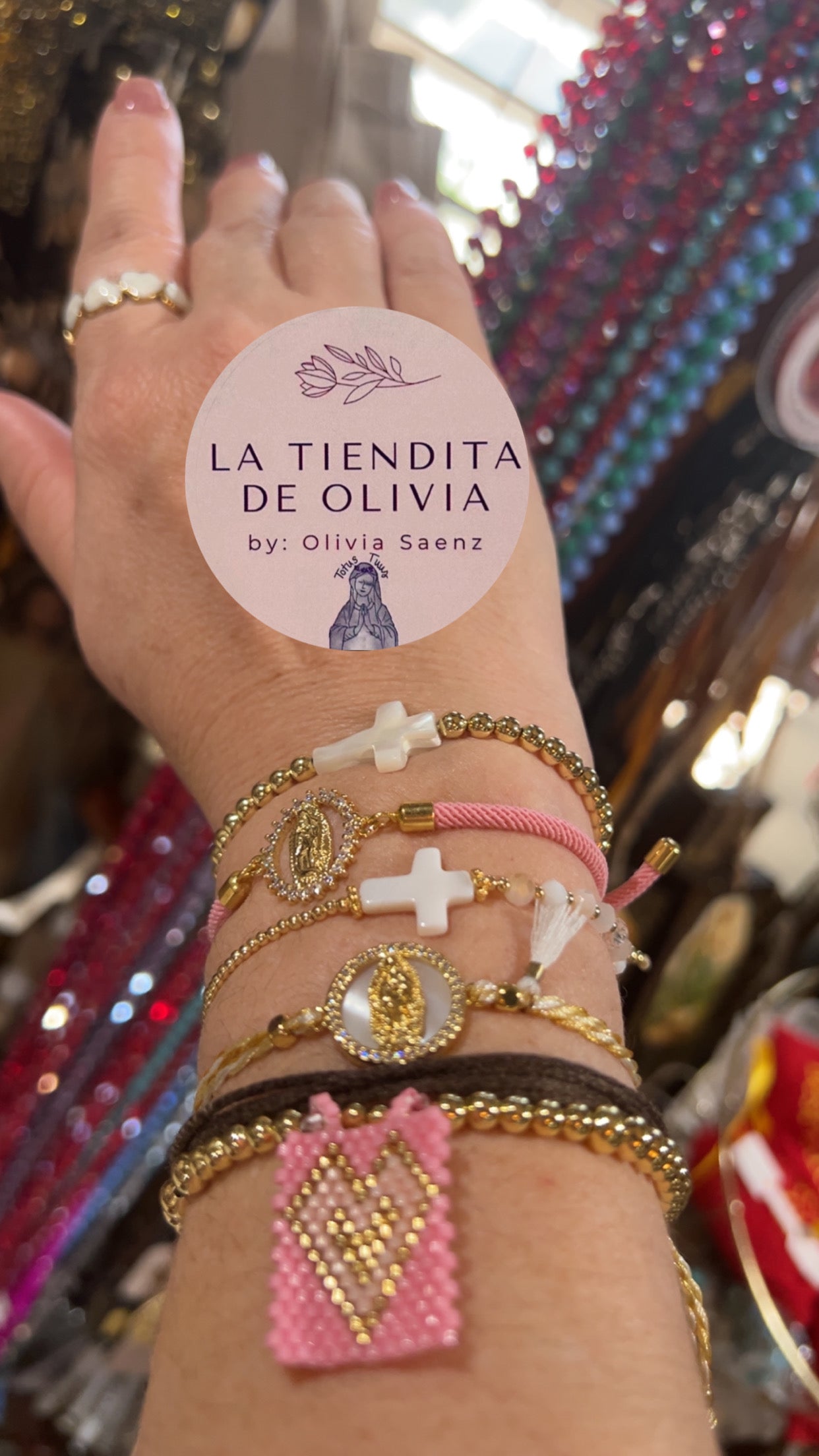 Mother of Pearl Virgencita de Guadalupe Bracelet
