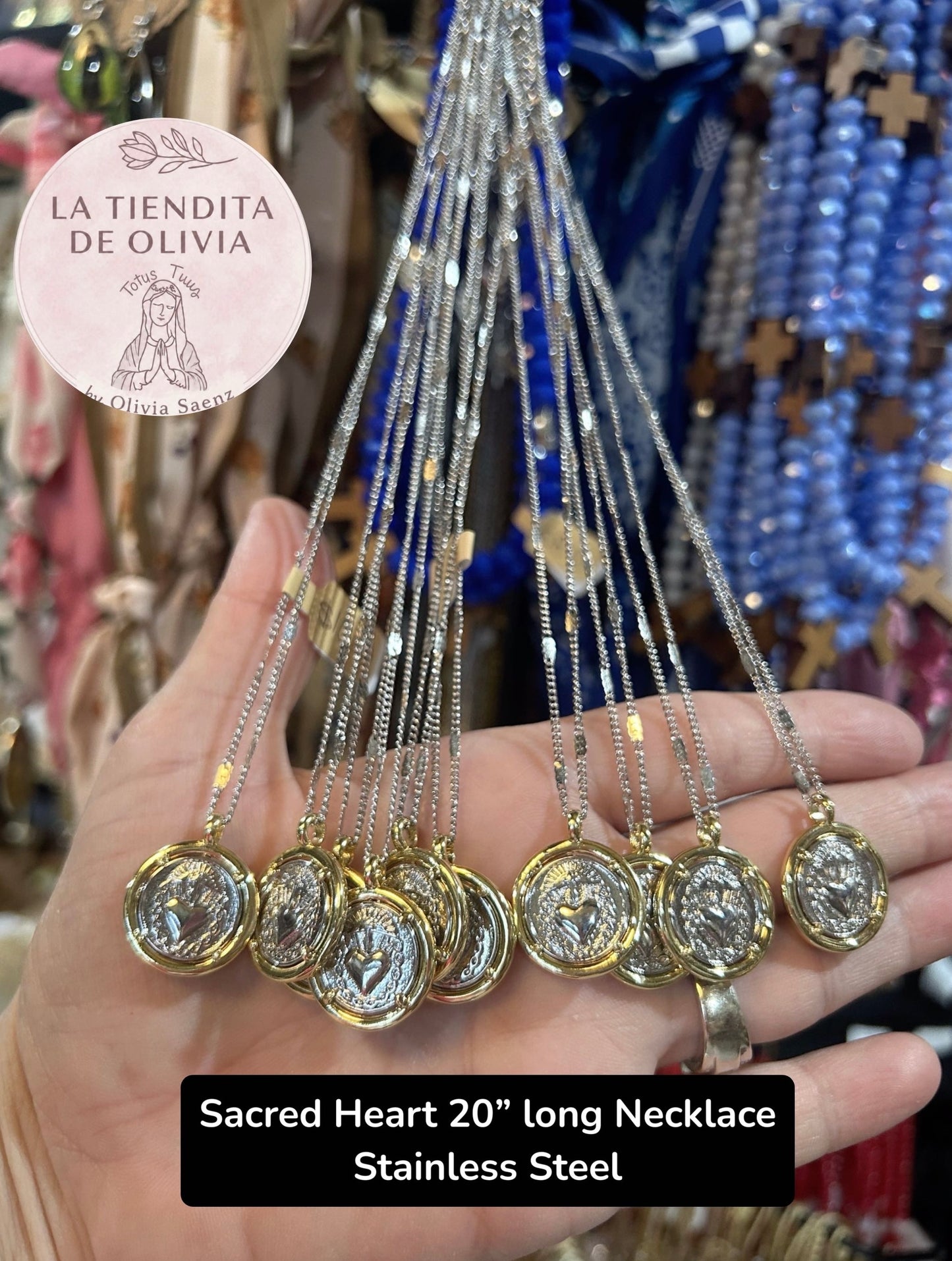 Sacred Heart 20" long Necklace
Stainless Steel