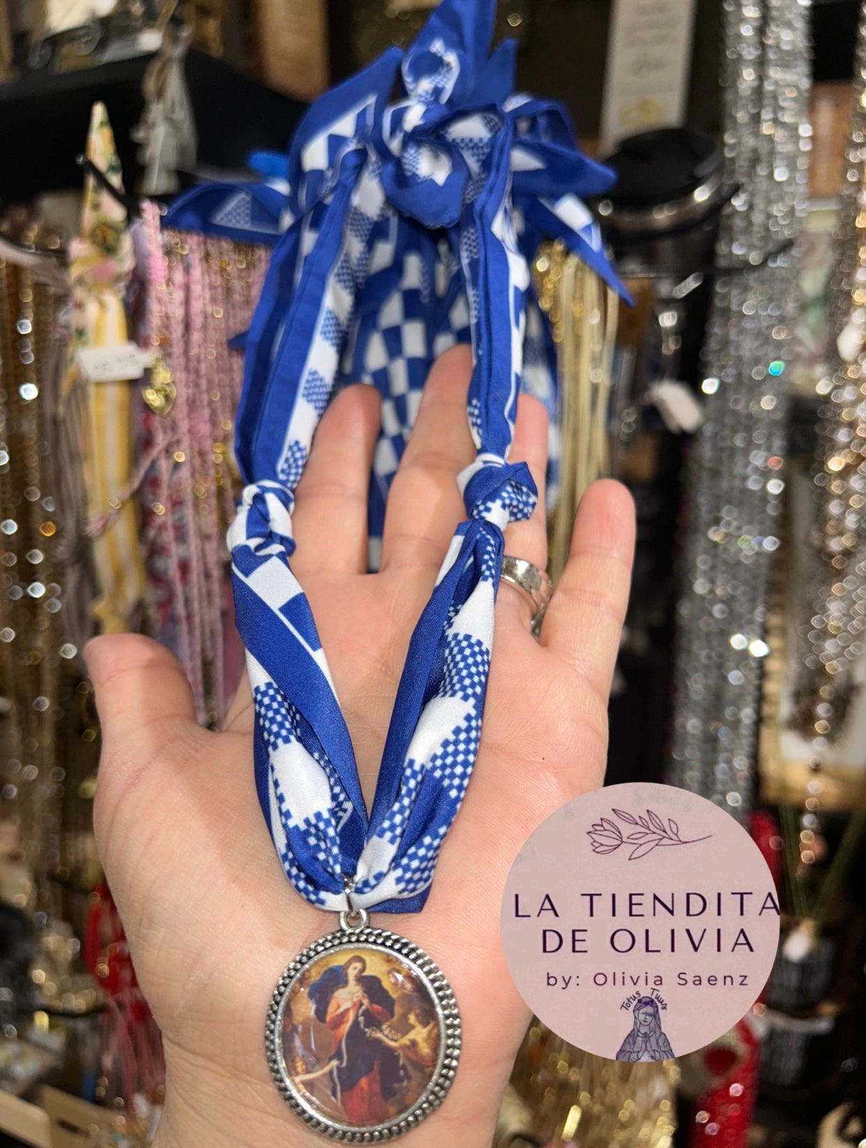 Virgen Desatadora de Nudos Bandana Necklace 💙 Blue