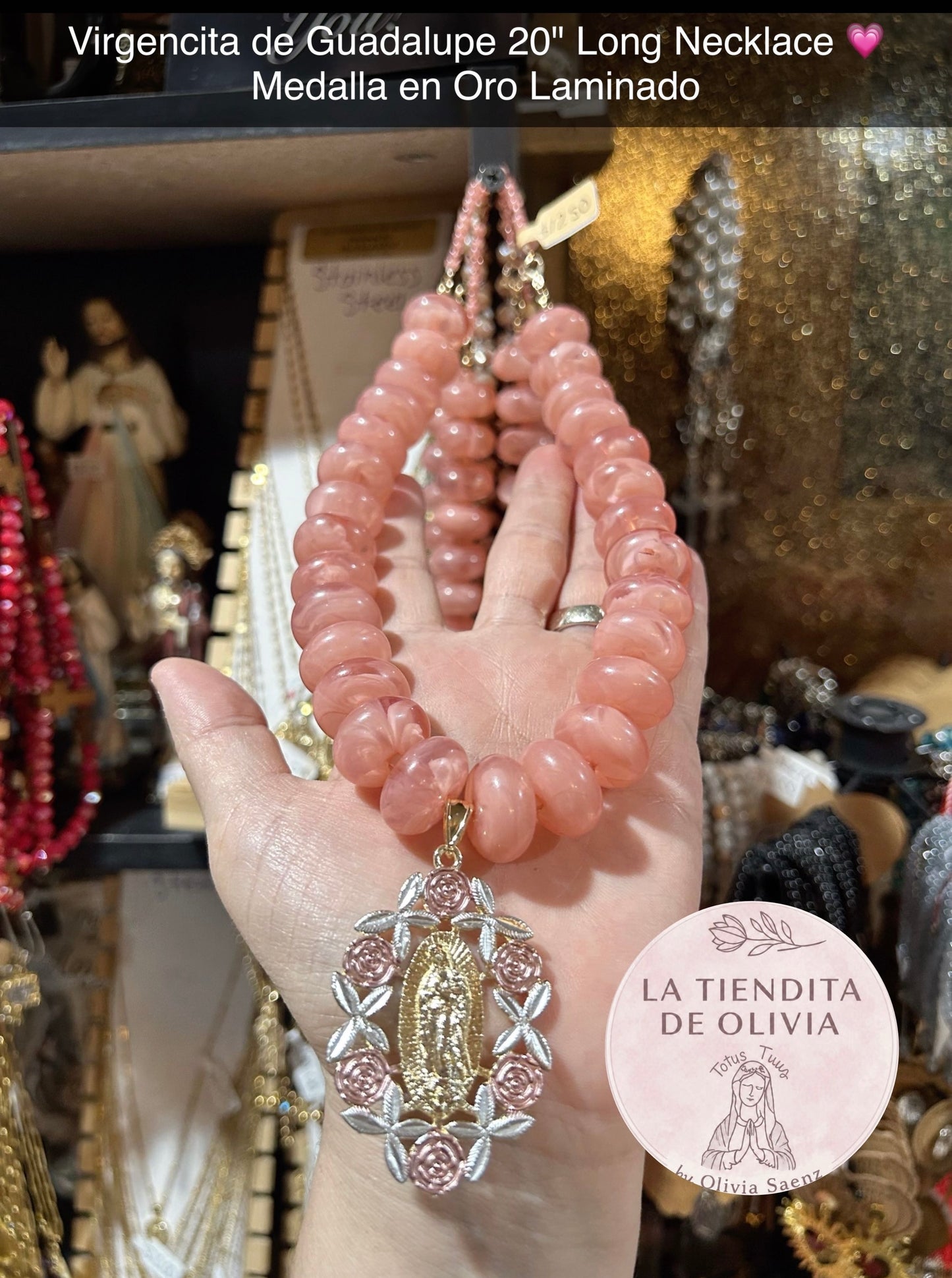 Virgencita de Guadalupe 20" Long Necklace 💗
Medalla en Oro Laminado