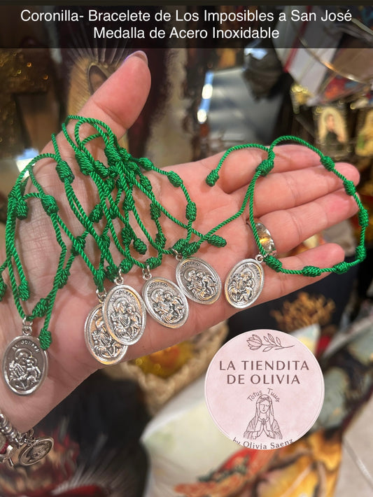 Coronilla- Bracelete de Los Imposibles a San José.  Medalla de Acero Inoxidable